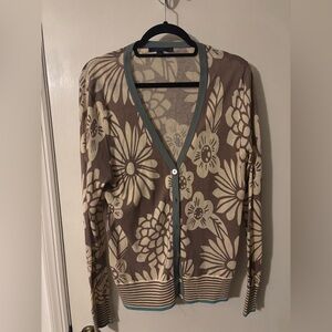 Boden Brown and Cream Floral Sweater